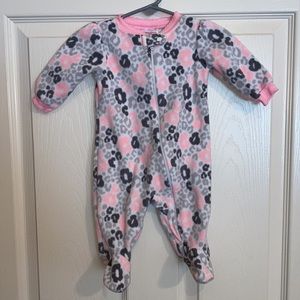 Garanimals baby girl pink and grey leopard print footed pajamas size 0-3 months
